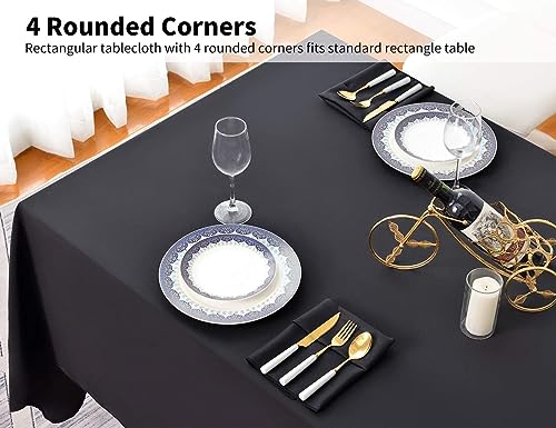 5 Pack 90x156 Inch Black Tablecloth for 8 Foot Rectangle Tables (5 Count)