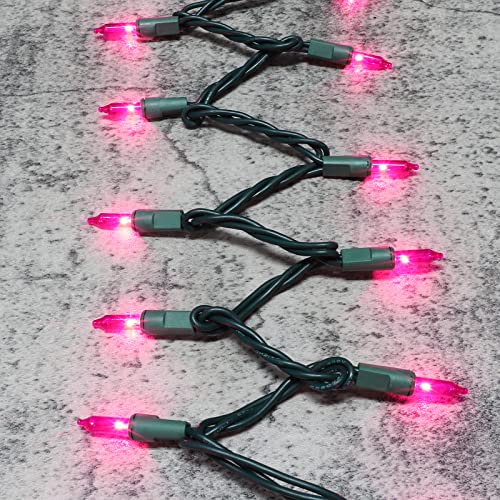 Green Wire Pink 300 Incandescent Bulb Mini String Lights for Indoor Christmas Tree Garland Birthday Wedding Party Festival Decoration (300 Count)
