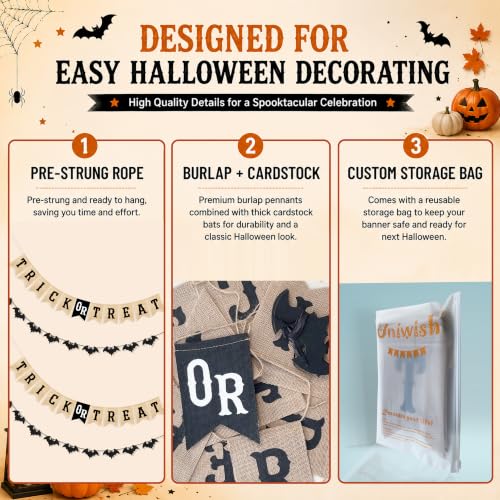 Trick or Treat Banner Garland Halloween Decorations for Mantel (11 Count)