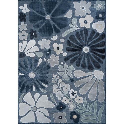Outdoor Rug 8x10 Modern Floral Tropical Area Rugs for Outdoor and Indoor Patio Easy to Clean Non Shedding Living Room Porch Garden Washable Outside Carpet (80 Sq Ft)