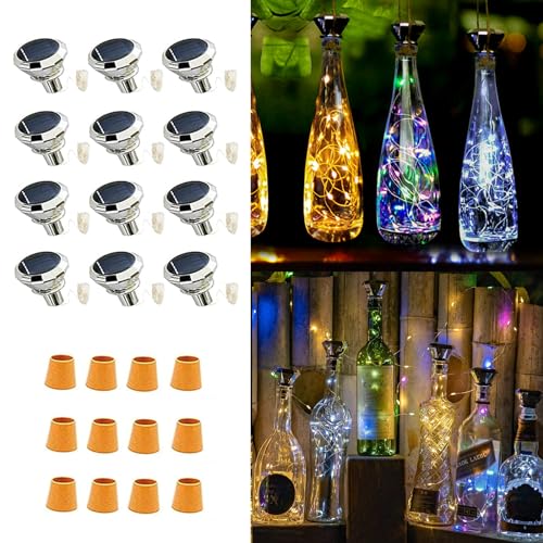 Upgraded 12 Pack Diamond Solar Wine Bottle Lights (6.5 Foot)