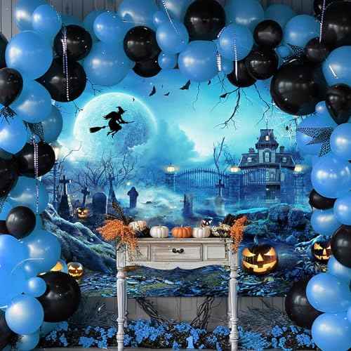 10x8ft Blue Halloween Backdrop Spooky Photography Background