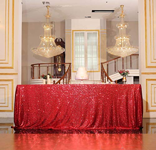 Sequin Tablecloth 60x102 Inch Red for Christmas Wedding Party