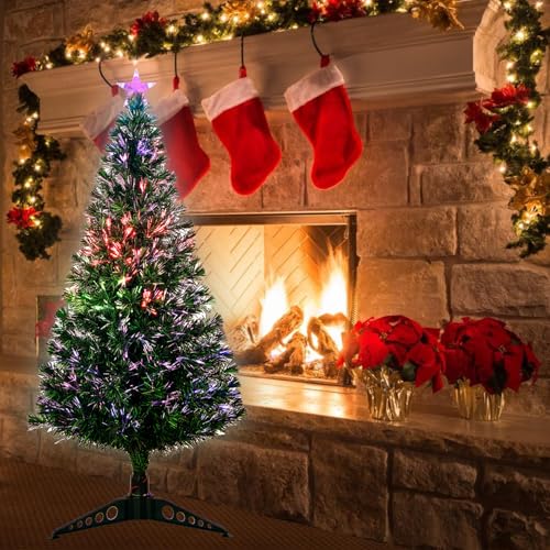 5FT Fiber Optic Green Christmas Tree Artificial Tree with Stand