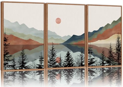 Boho Mountain Framed Canvas Wall Art Set (3 Count)