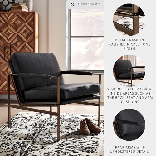 Puckman Modern Black Leather Accent Chair
