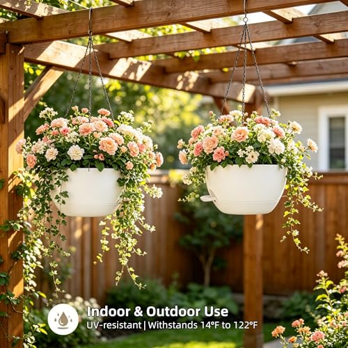 2 Pack 10 Inch Self Watering Hanging Planters for Indoor Plants (2 Count)