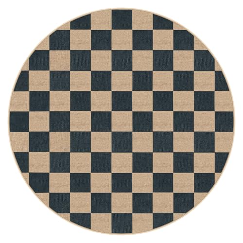 Checkered Easy Jute Outdoor Patio Area Rug 6ft Round (36 Sq Ft)
