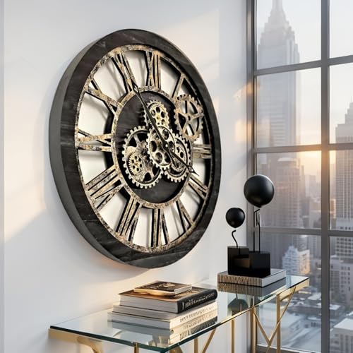 The Gears Clock The Original Real Moving Gear Wall Clock Vintage Industrial Oversized Rustic Farmhouse