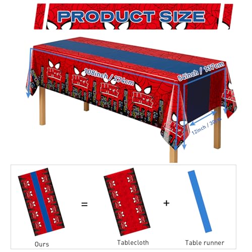 16Pcs 2in1 Spider Birthday Decorations Tablecloths (16 Count)