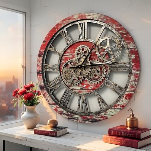 The Gears Clock The Original Real Moving Gear Wall Clock Vintage Industrial Oversized Rustic Farmhouse