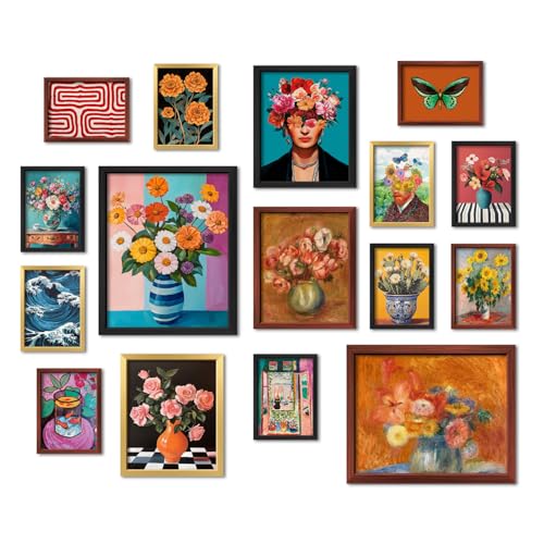 16 PCS Framed Eclectic Wall Art Decor (16 Count)