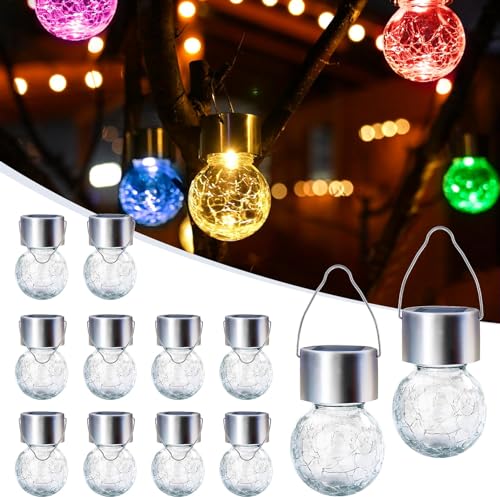 Solar Hanging Lights Outside Solar Christmas Decoration Light 12Pc (12 Count)
