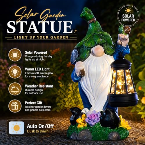 Solar Garden Gnome Statue