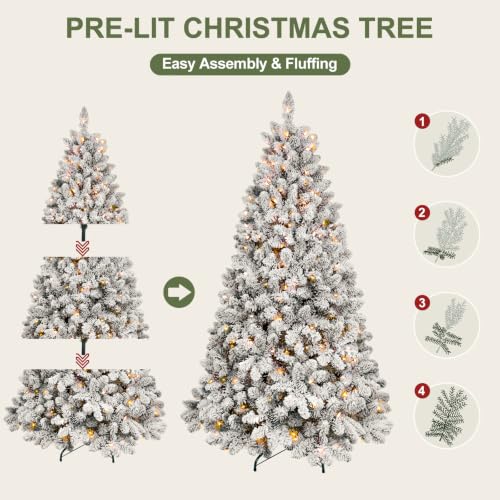 7.5 ft Prelit Flocked Christmas Tree
