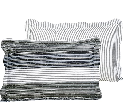 Multi Grey Stripes Patchwork Quilt Set