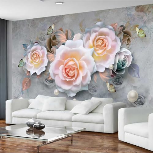 Modern Minimalist Fashion Wallpaper Flowers and Pearls Mural for Bedroom and Living Room Background Wall