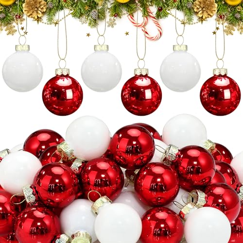32 Pcs 1'' Mini Glass Christmas Ornament