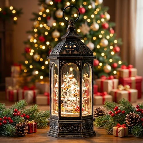 12.8'' Christmas Village Snow Globe Lantern