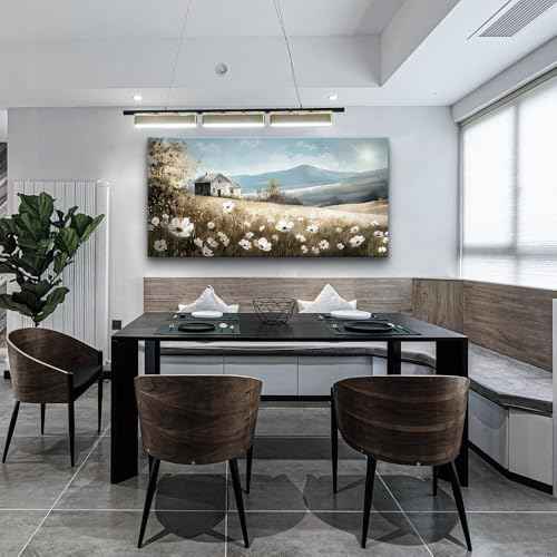 Large Canvas Wall Art For Living Room Wall Decor For Bedroom Office Decorations Watercolour Wall Paintings Stretched And Framed Farmhouse Old house Scenery Pictures Artwork Hanging Home Decor
