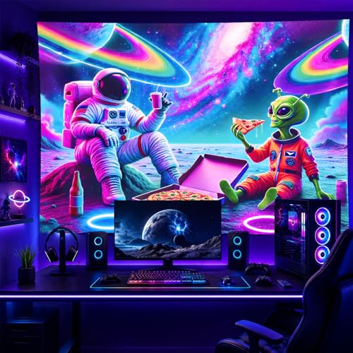 Blacklight Tapestry Space Alien Bedroom Decor 78 x 59 Inch