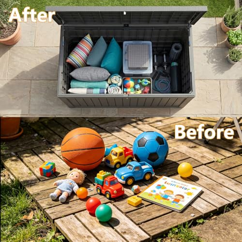 280 Gallon Outdoor Storage Box Waterproof Lockable Resin Deck Box Large