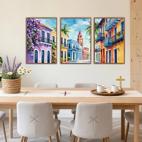 KAlRNE Colorful Tropical Watercolor Print Framed Wall Art Set (3 Count)