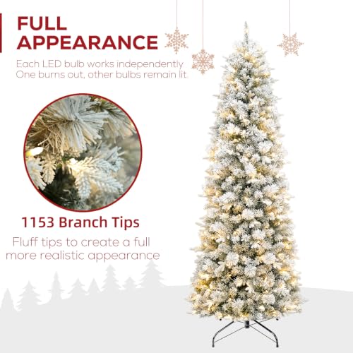 7.5 ft Prelit Pencil Christmas Tree with 200 Warm White LEDs