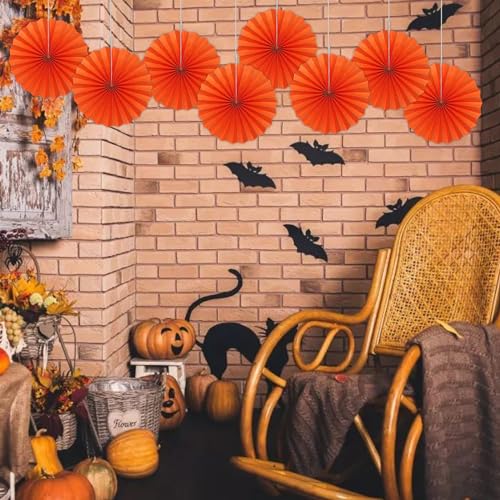 Orange Birthday Decorations DIY Orange Paper Fans Hanging Decoration 12in (30 Count)
