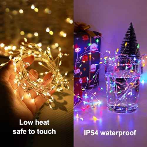 Dual Color 10Ft 200 LED Fairy Lights Battery Operated with Remote Timer (200 Count)