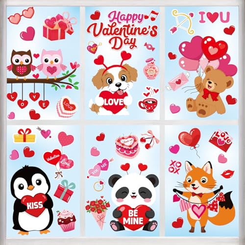 Happy Valentine's Day Window Clings 6 Sheets (6 Count)