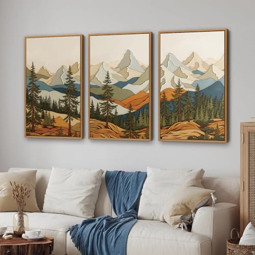 Vintage Mountains Framed Canvas Wall Art (3 Count)