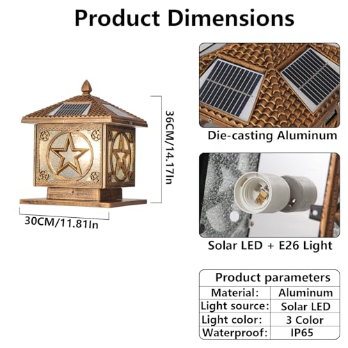 Solar Post Lights for Outdoor LED Remote Deck Fence Cap Lamp Post Lanterns
