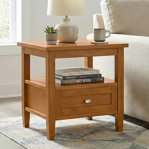 Warm Shaker 20" Wide Solid Wood End Table in Light Golden Brown