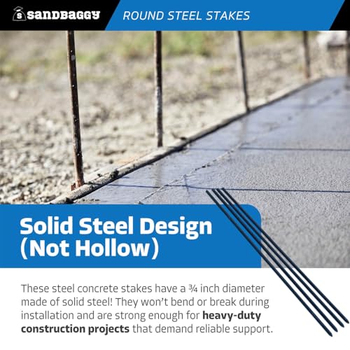 48" Round Steel Concrete Form Stakes with Nail Holes