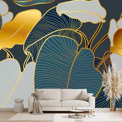 Golden Botanical Leaf wallpeper Living Room Bedroom wall Mural