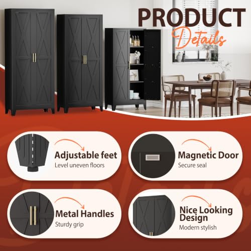 75" H Tall Kitchen Storage Cabinet with Doors
