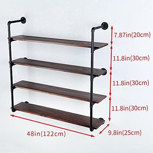 Industrial Pipe Shelves With Wood Planks