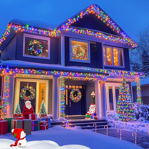2 Pack Solar String Light 100LED 32.8ft 8 Modes Solar Christmas Lights Waterproof for Gardens (65.6 Foot)