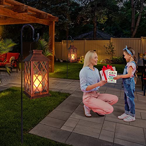 14" Solar Lanterns Outdoor Garden Lantern Waterproof LED Flickering Flameless Candle Mission Lights for Table