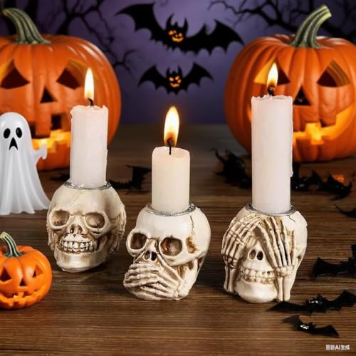 Halloween Skull Candle Holder
