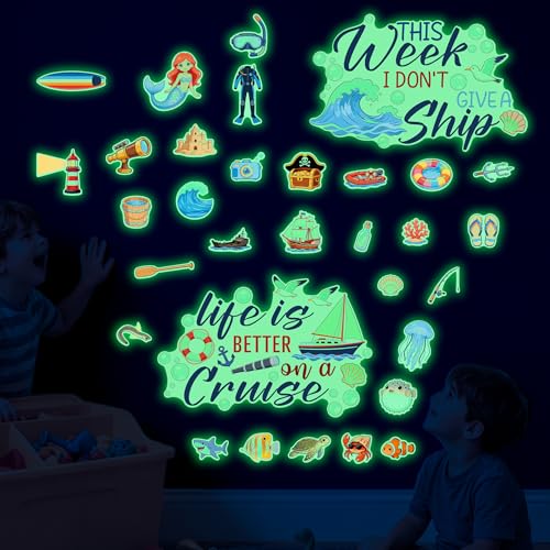 32Pcs Glow in The Dark Cruise Ship Door Wall Stickers