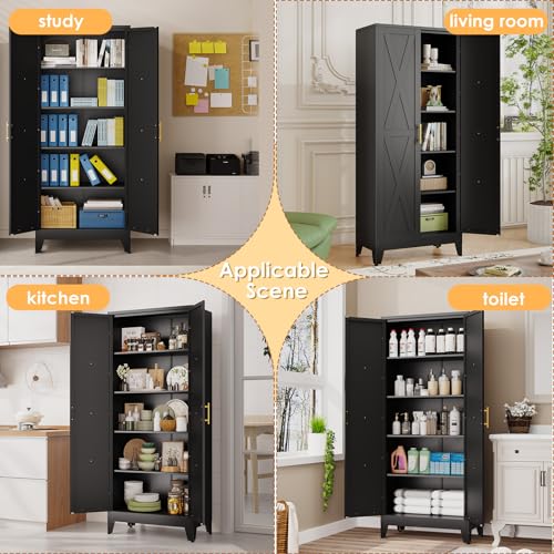 71" H Metal Kitchen Pantry Storage Cabinet