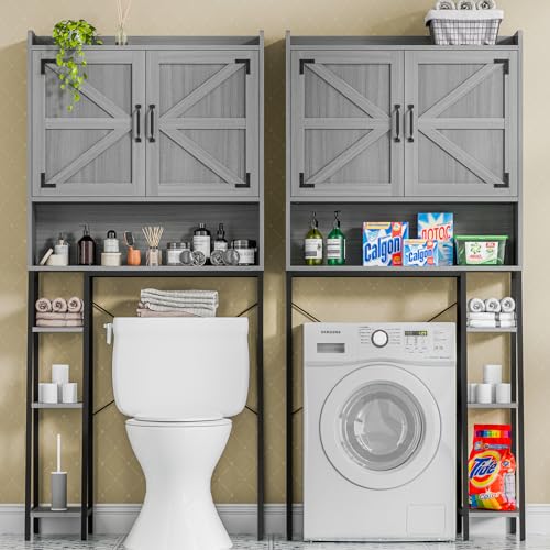 Farmhouse Over The Toilet Storage Cabinet with Barn Doors