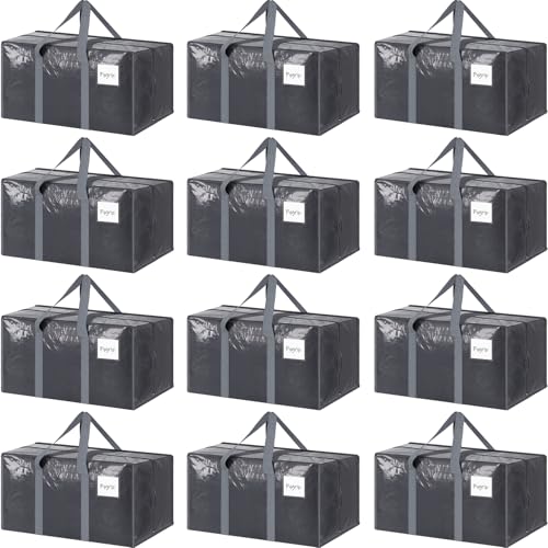 12 Pack Extra Heavy Duty Large Moving Bags with Strong Zipper (12 Count)