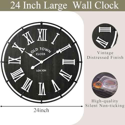 24 Inch Vintage London Style Wall Clock