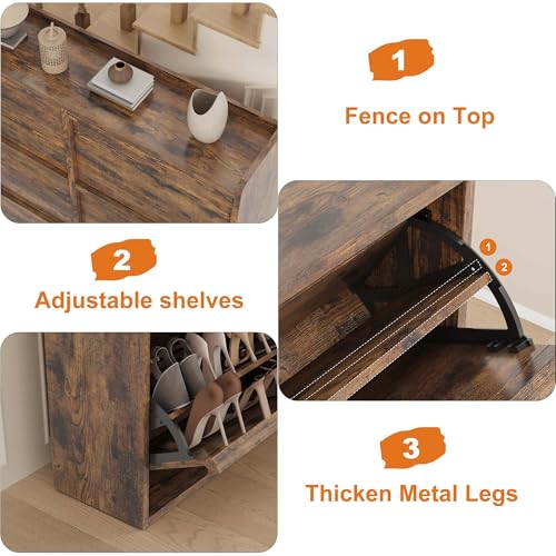 Shoe Cabinet with 6 Flip Drawers
