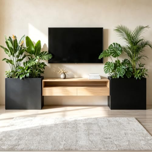 Metal Rectangular Planter 32" L x 15" W x 24" H Outdoor Tall Metal Planter