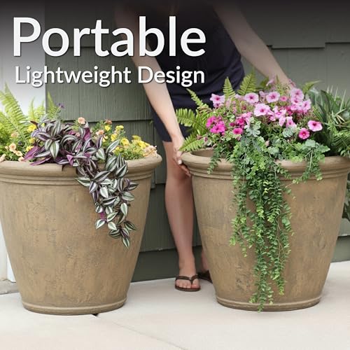 Sunnydaze Anjelica 24'' Large Plastic Planter Pot for Plants (2 Count)
