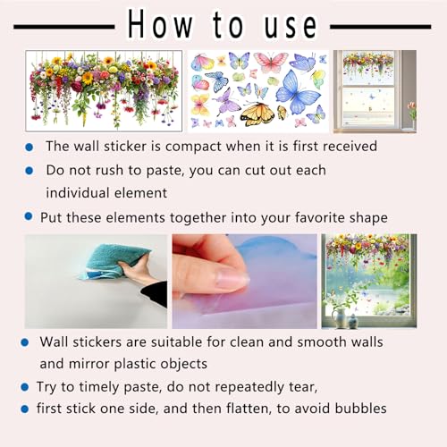 2 Set Colorful Floral Bouquet Window Stickers (2 Count)